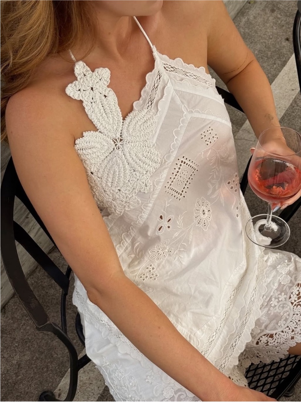 Zara White One-Shoulder Crochet Lace Top